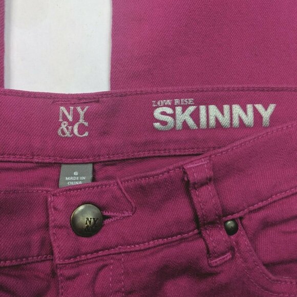 NY&C Pink Low Rise Skinny Leg Jeans Women's Size 6 - Picture 5 of 7